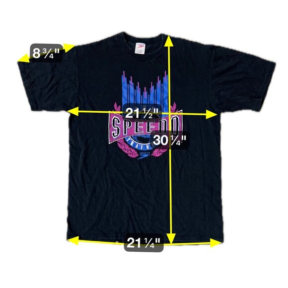 Vintage Speedo T Shirt XL Made In USA Black 1990s Single Stitch Purple Blue - Picture 10 of 10